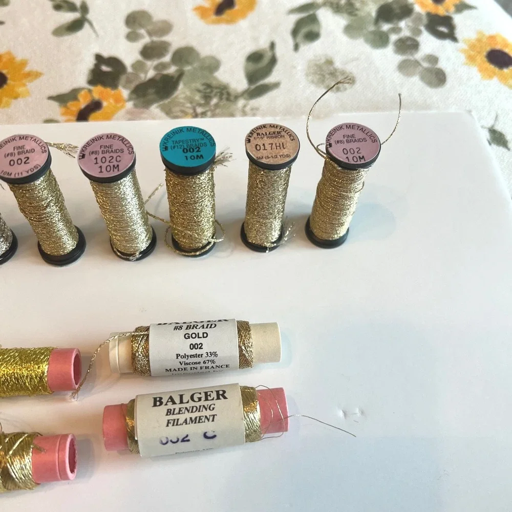 Metallic Embroidery Thread Lot Kreinik Madeira Glissen Gloss DMC 70+ Pieces